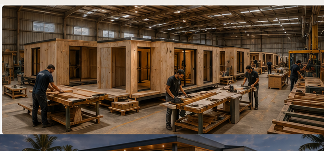 Atelier de fabrication de maisons modulaires entre la Guadeloupe et le Maroc