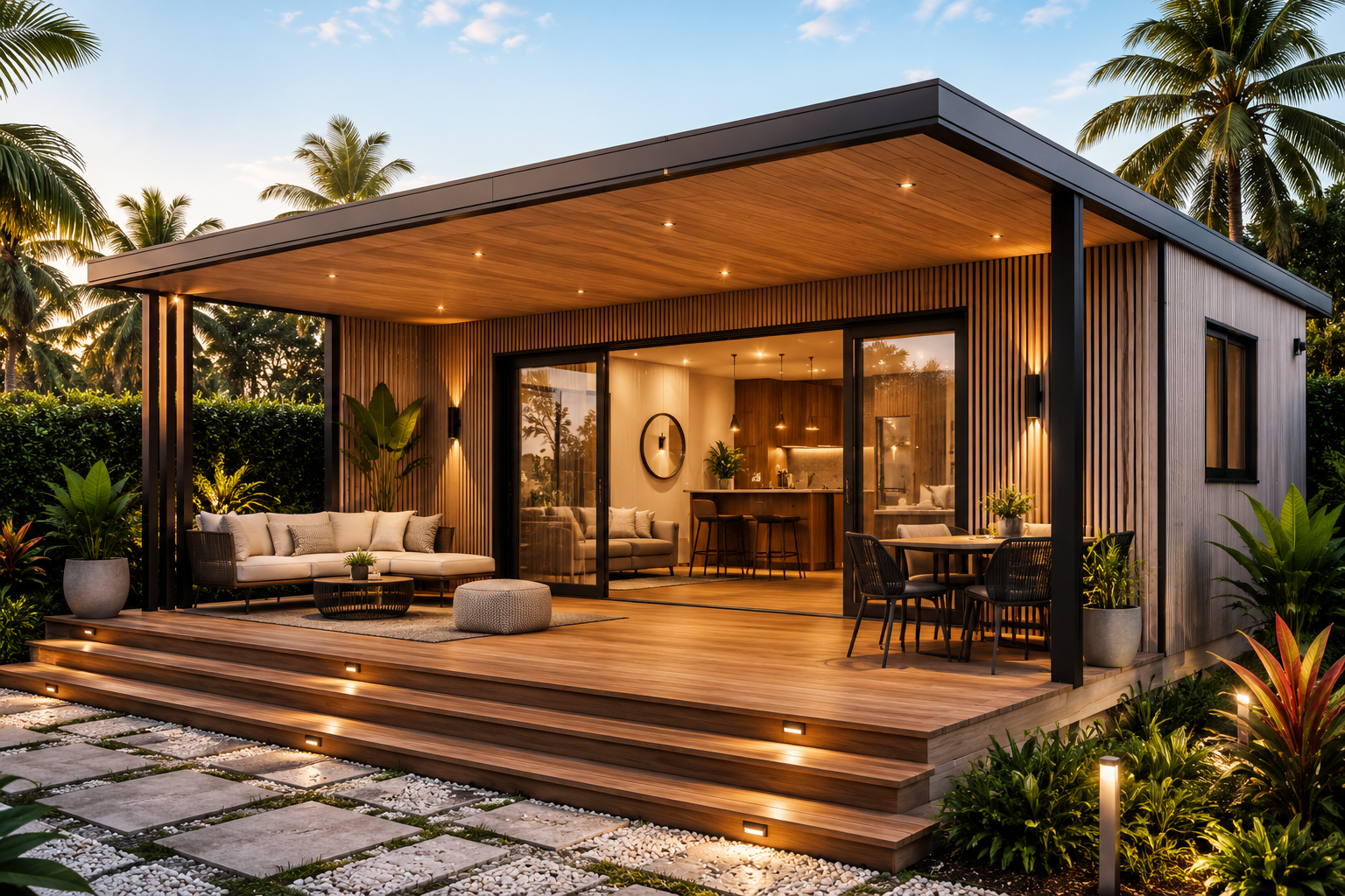 Maison modulaire MaisonKit avec façade contemporaine et terrasse