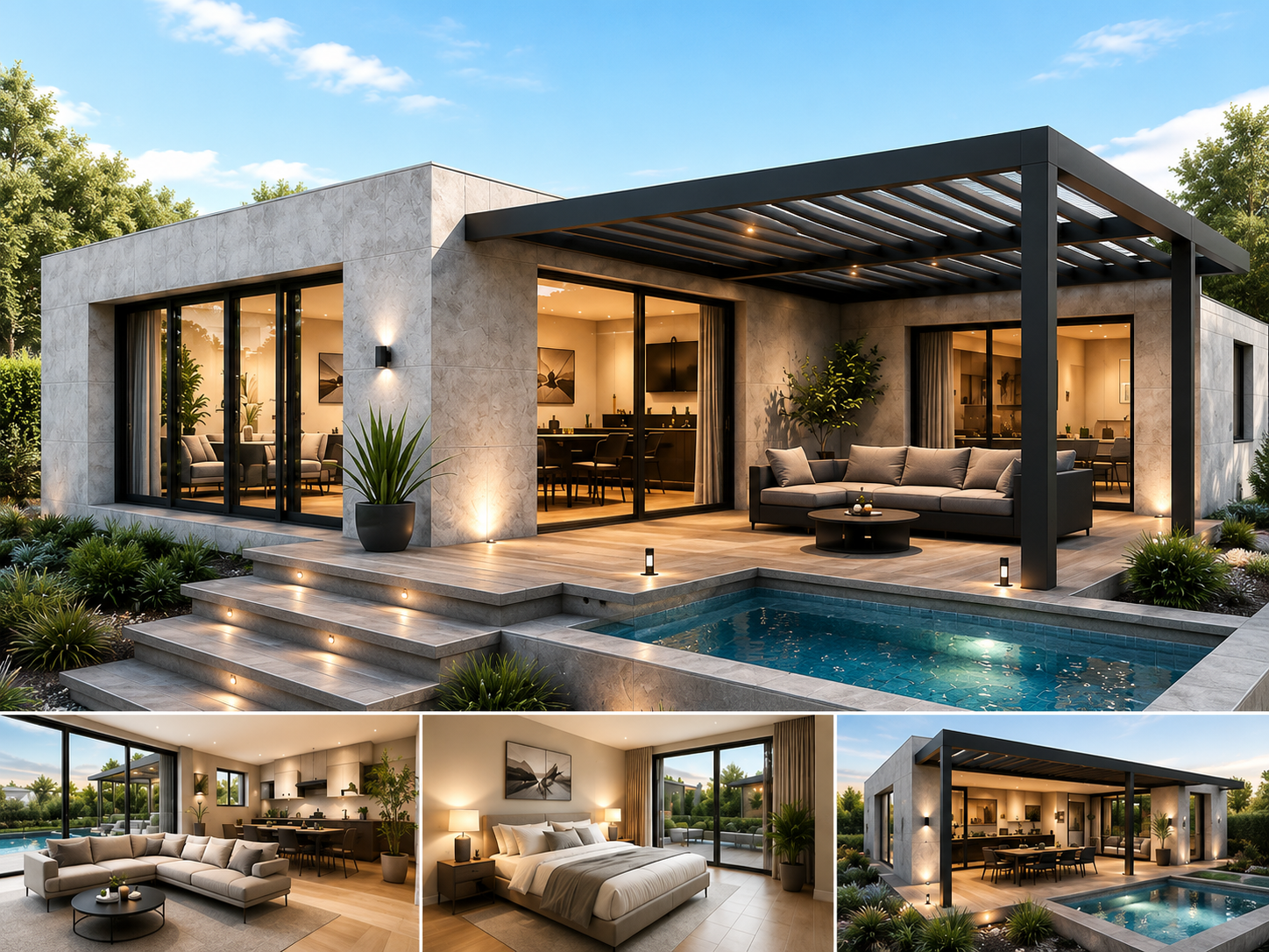 Maison modulaire MaisonKit avec terrasse et piscine