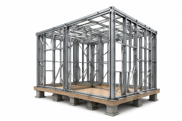 Illustration d’une structure de maison en acier léger MaisonKit