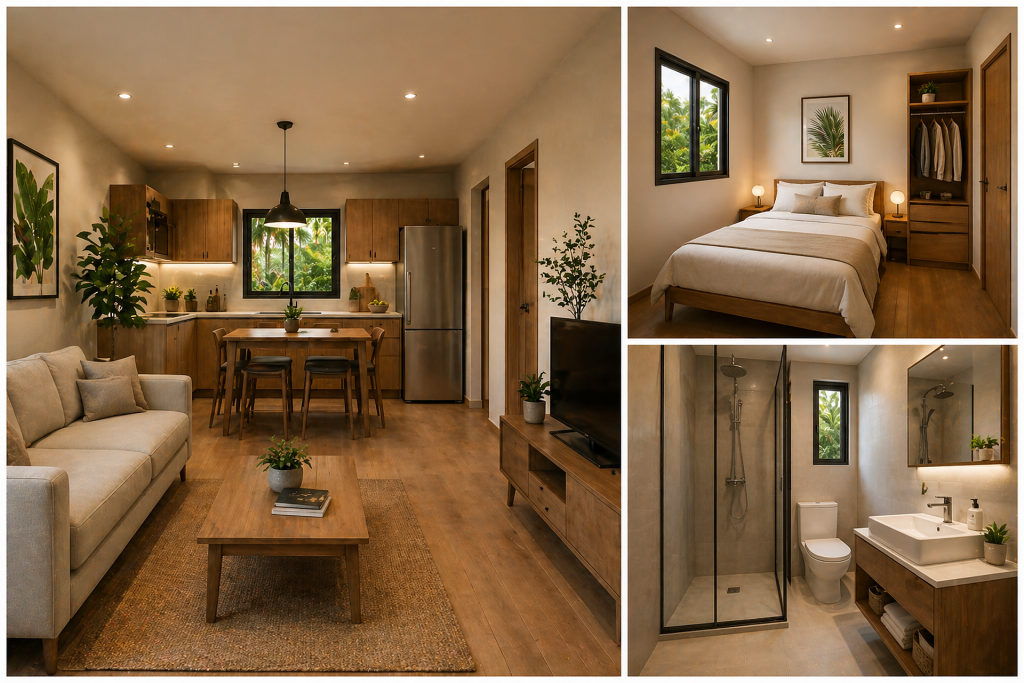 Intérieur lumineux d’une maison modulaire MaisonKit