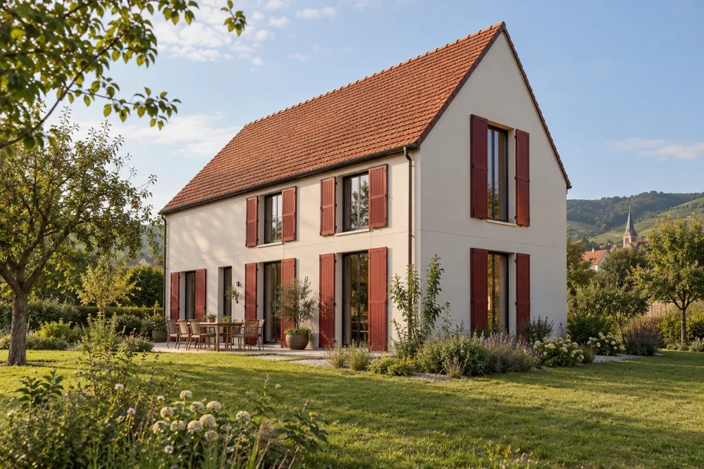 Pignon d’Alsace, illustration conceptuelle de famille R+1