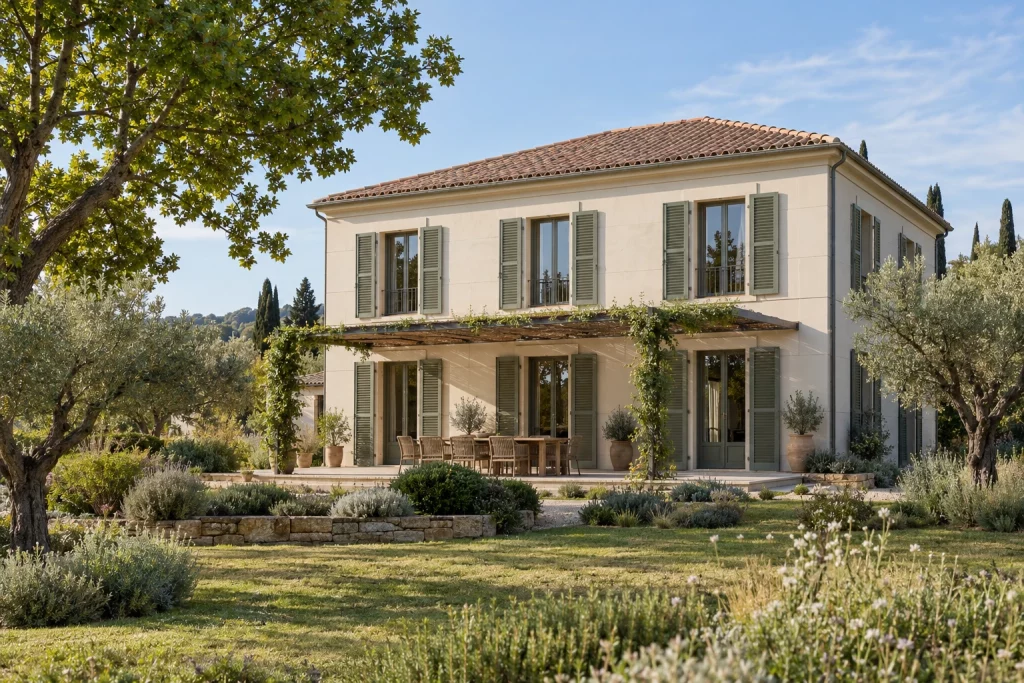 Bastide contemporaine, illustration conceptuelle de famille R+1