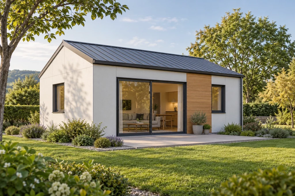 Studio jardin, illustration conceptuelle de famille Plain-pied